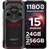 DOOGEE Blade 20 Pro - Telefono cellulare per esterni senza contratto, Android 15, 24 GB RAM/256 GB ROM (2 TB) batteria da 11800 mAh, 50 MP + 20 MP + 8 MP, altoparlante da 125 dB, smartphone esterno da