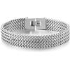 COOLSTEELANDBEYOND Bracciale Largo Maglia Mesh Intrecciata in Acciaio Inossidabile da Uomo, Catena Maglia Grano Piatta, Gioiello Moda Industriale Maschile Regalo