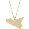 amorili Collana Sicilia Donna in Argento 925 Dorato con Zirconi | Ciondolo Mappa Sicilia Elegante | Gioiello Regalo Donna Made in Italy - cll2177