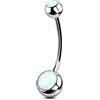 OUFER 14G 16mm Piercing per Ombelico Anello Titanio Palline Balls Pantaloncini Extra Lungo Short Long Bananabells Navel Pircing Anelli Doppio Bianco Opal 1,6 mm, Barbell Belly Button Jewellery