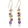 WANDA PLATA KOKO - Orecchini con ametista naturale da donna, granato, citrino, peridoto e iolite, pietre naturali semi-preziose, placcati in oro 18 carati, fatti a mano, con significato in confezione regalo