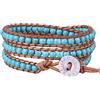 KELITCH Bracciale Turchese Bracciale In Pelle 3 Wrap Bracciale Fatto A Mano Strand Bracciali Charm