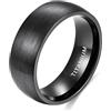 Epinki Anello Anniversario Matrimonio in Titanio per Donna e Uomo 8mm, Cupola Spazzolata Nero Fedine Anello Gioielli Misura 18