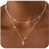 FIOROYAL Collane Croce Donna Argento 925 Placcato Oro 14K Dainty Layering Ciondolo Catena Regolabile Gioielli Regalo G1