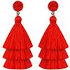 Yolev Orecchini Lunghi con Nappa a Strati Boho Orecchini Etnici con Filo di Nappa a Strati Orecchini Pendenti con Nappe Rosse Donna Ragazze
