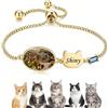 Kiddo Sky Bracciale Commemorativo Animali Personalizzato, Foto e Nome, Regolabile con Pietra Portafortuna, Regalo per Perdita Cane/Gatto (Oro, Gatto)