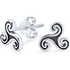 Bling Jewelry Antichi Piccoli Orecchini A Perno A Spirale Triskel Celtico Irlandese Simbolo Della Trinità Per Uomini E Donne In Argento Sterling Ossidato .925 (7MM)