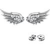 Bellitia Jewelry Orecchini a Bottone con Ali d'Angelo Piccolo Delicato in Argento Sterling 925 Ala Piuma Regali Gioielli con Zirconia per Donna Ragazza