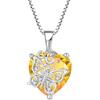 FJ Collana Farfalla Cuore in Argento Sterling 925 Ciondolo con Collane Citrino Novembre Pietra Portafortuna Gioielli per Donna