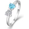 starchenie Anello Donna Argento 925 con Zirconia Cuore Fiocco Bianco Blu per Promessa Matrimonio Anniversario San Valentino (Taglia 16)