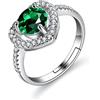 Bellitia Jewelry Anello Regolabile Donna Cuore in Argento Sterling 925, Anello con Pietra Smeraldo, Regalo per Donne e Ragazze