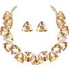 Clearine Art Deco Statement Collana Orecchini Set per Donne Brillante Cristalli Triangolo Gioielli per Prom Party Champagne Oro-fondo