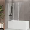 EMKE Parete doccia per vasca da bagno, 130 x 140 cm (larghezza x altezza), 3 pezzi, pieghevole, vetro di sicurezza ESG da 6 mm, orientabile a 180°, orientabile all'interno e all'esterno, facile da