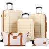 FANTASK Set di 5 valigie rigide da viaggio con 1 borsa da viaggio e 1 beauty case, valigia da viaggio con manico telescopico e lucchetto a combinazione, valigia rigida con ruote e bagaglio a mano