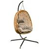 MEVEN HOME & GARDEN MEVEN Aura | Poltrona sospesa con telaio naturale, cesto per esterni e interni | Poltrona sospesa inclusa XXL cuscino, capacità di carico 110kg | Poltrona in vimini di lusso per giardino, balcone e