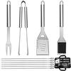 QH7 QH Set di Utensili Barbecue, 10 Pezzi Kit di Accessori per Barbecue Set - Completo Attrezzi BBQ in Acciaio Inossidabile Posate per Campeggio/Regalo per Natale, Compleanno, Regalo di papà Ideale per