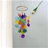 Homeponnew Boemia Shell Wind Chime per giardino e patio - Decorazione costiera fatta a mano con conchiglie naturali, lunghezza 40 cm, accenti perlescenti, melodia tranquilla (colorato)
