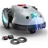YARDCARE V100 Robot Tagliaerba a Batteria con Navigazione Visiva, Rilevamento di 150 Ostacoli, Robot Tosaerba Fino a 150 m², Robot Tosaerba con Banda magnetica, Taglio a Spirale, Lame di Ricambio