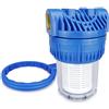 SMARDY 0502 Prefiltro 5 Pollici - per Pompe da Giardino, autoclavi e impianti Domestici - Filettatura 1, 3000 l/h, Fino a 5 Bar - Cartuccia Lavabile, Corpo Trasparente - Kit di Montaggio Incluso