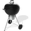 Weber Original Kettle Premium Barbecue a Carbone/griglia 57 cm, Coperchio e braciere smaltati in Porcellana, Sistema One-Touch, termometro, treppiede con Ruote, Nero