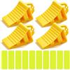 GOMETY 4 cunei per auto, in plastica, 200 x 120 x 110 mm, con manico e 10 adesivi riflettenti, cunei del freno antiscivolo, per auto, SUV, camper (giallo)