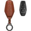 kwmobile Custodia Chiavi Vera Pelle Compatibile con BYD Atto 3 / Sealion / Han / Tang / Dolphin / Seal Custodia - Car Key Case con Anello Portachiavi - Accessori Auto - marrone chiaro