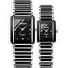 Gosasa Coppia di orologi vintage da uomo e da donna abbinati al quarzo quadrato in ceramica, set coppia di orologi rettangolari in oro nero e nero resistente all'acqua fino a 30 m