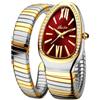 DAXIAOYU Orologio classico a forma di serpente per le donne oro argento braccialetto scalabile orologi da donna Bling diamanti quarzo orologio da polso da donna, argento-oro-rosso