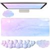 WFCYGL Tappetino per mouse e tastiera con poggiapolsi a nuvola bianca, set di 4 tappetini da scrivania grandi in memory foam, antiscivolo, ergonomico, supporto per il polso, per computer, laptop, casa,