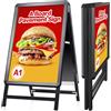 VAIIGO Pavimentazione Cartello Cornice A1 in Alluminio - Cavalletto Pubblicitario Doppia Faccia per Menu Ristorante/Offerte Promozionali/Negozi, Supporto Poster da Parete o Pavimento, Nero