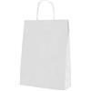 Generico 25 PZ Busta Shopper in Carta misura 24+10x31 cm VARI COLORI 25 buste di carta con manico per negozi attività sacchetti regalo (Kraft Bianca)