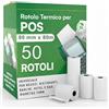 SOLEPLASTIC 50 Rotoli POS Carta Termica (80 mm x 80 mt) GARANTITI e PROFESSIONALI - Anima da 12 mm - BPA Free 55 g per Registratore di Cassa, Calcolatrici e POS - Stampa Nitida e Duratura