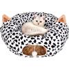 QLoztyse Tunnel per gatti da interni, extra large, rotondo, a forma di ciambella, con palla di peluche, rotondo, pieghevole, copertura per grotta per gattini, gattini e cani