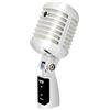 PRONOMIC DM-66S Microfono dinamico vocale vintage microfonico vocale retrò (risposta in frequenza: 50-16.000 Hz, robusto alloggiamento pressofuso) argento/bianco
