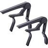 Cheerock Set di capotasti per chitarra, capotasti per chitarra acustica ed elettrica, 2 capotasti neri per chitarra elettrica, in lega di alluminio, compatibili con ukulele, mandolino, banjo,