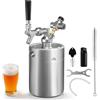 WELLBOM Mini fusto da 2 litri in acciaio inox, mini fusto con calibro 150 PSI e rubinetto, portatile, per birra, per birra fatta in casa, feste, picnic