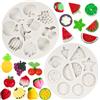 MYPRACS Stampo per fondente di frutta, anguria, limone, fragola, pesca, banana, uva da vino, ananas, mela, silicone per decorazione torte, topper cioccolato, caramelle, argilla polimerica, set da 2