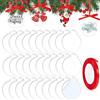 EasyByMall 30 palline di Natale in acrilico trasparente, ornamenti rotondi di Natale con nastro, palline piatte per decorazioni da appendere all'albero