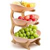 evomosa Frutta Rack con 3 livelli, cesto di frutta salvaspazio per la famiglia, stabile e senza scuotere, moderna ciotola di frutta con montante in bambù, per verdure frutta snack