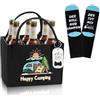 ZJKUBOIS Set regalo da campeggio, 3 pezzi, regalo per camper, decorazione da campeggio, borsa da uomo per birra, divertente apribottiglie con motivo roulotte, accessori per campeggiatori