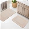 chakme Set di tappetini da bagno 2 pezzi, morbido tappetino da bagno in memory foam antiscivolo e lavabile, set di tappeti da bagno per toilette, doccia e vasca Beige