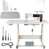 VEVOR Macchina da Cucire Industriale Lineare a Punto Annodato da 550 W con Servomotore e Supporto da Tavolo, Tagliafilo Automatico e Velocità 5000 SPM, Pannello LCD Luce LED, per Cotone Uso Intensivo