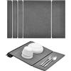 KitchenRaku Scolapiatti | Tappetino Scolapiatti Diatomite Pieghevole (Grigio scacchi obliqui, 40x60cm)