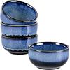 UNICASA Ciotole Tapas e Salse, Ciotole Cereali Colore Blu, Piatto Dessert e Verrine 4 Pz per Microonde Colazione, Servizi da Tavola - Blu