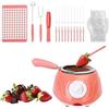 Generic Set per fonduta di cioccolata calda, in plastica elettrica, con vassoi per stampi per cioccolato e forchette da immersione, set per fonduta di cioccolato e marshmallow (rosa, standard UE))