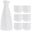 Garneck Set di Sake in ceramica bianca e tazze di Sake giapponese Set di Sake di Porcellana Bottiglia Tokkuri e sei tazze di Sake Ochoko Set di Sake per servire in casa o ristorante