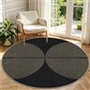 Capslpad Tappeto rotondo da 160 cm, effetto iuta, resistente alle intemperie, lavabile, antiscivolo, per soggiorno, balcone, terrazza, cucina, giardino, colore nero/naturale