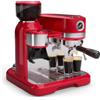 Klarstein Bella Café - Macchina per Caffè Espresso, 19 Bar, 1550W, Macinino Integrato da 200g, Montalatte Mobile, Serbatoio da 1,4L, Inserti Per 2 Tazze, Design Retrò, Rosso
