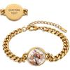 Fanery Sue Bracciale Con Foto Personalizzata per Donna, Bracciale Con Foto Gioiello Con Incisione Testo,Regali Personalizzati per Anniversario/Festa Della Mamma per Donne/Coppie/Amici/Famiglia（Oro）