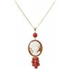 Handmade Generico Collana lunga con Ciondolo Cameo Sintetico e Perla Rossa